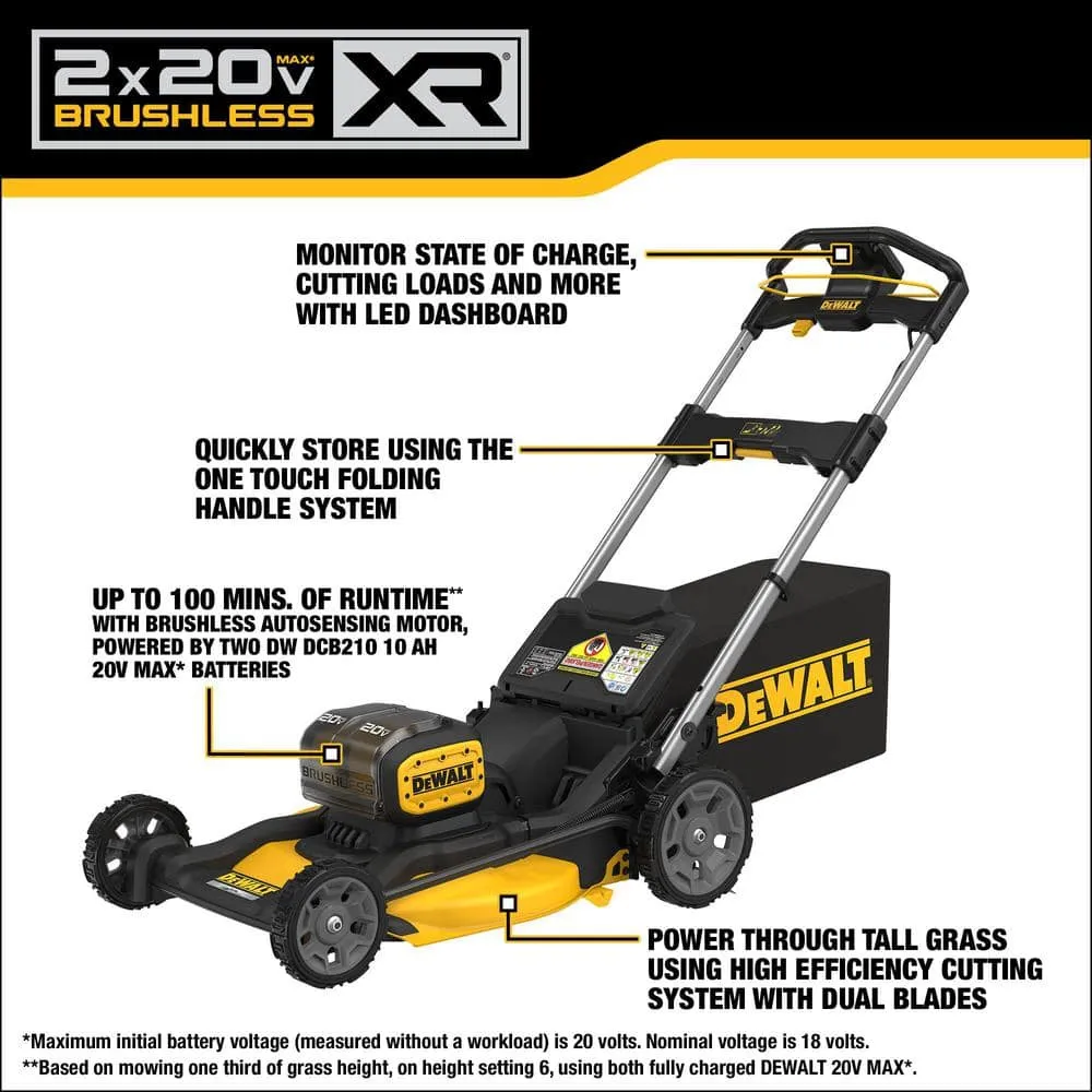 DEWALT 20V MAX 21 in. Brushless Cordless Battery Powered Push Lawn Mower Kit with (2) 10 Ah Batteries and Chargers, photo 2 of 10