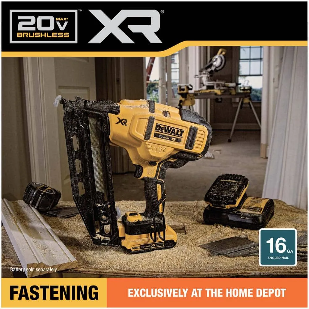 DEWALT 20V MAX XR Lithium-Ion Electric Cordless 16-Gauge Angled Finishing Nailer (Tool Only), photo 8 of 15