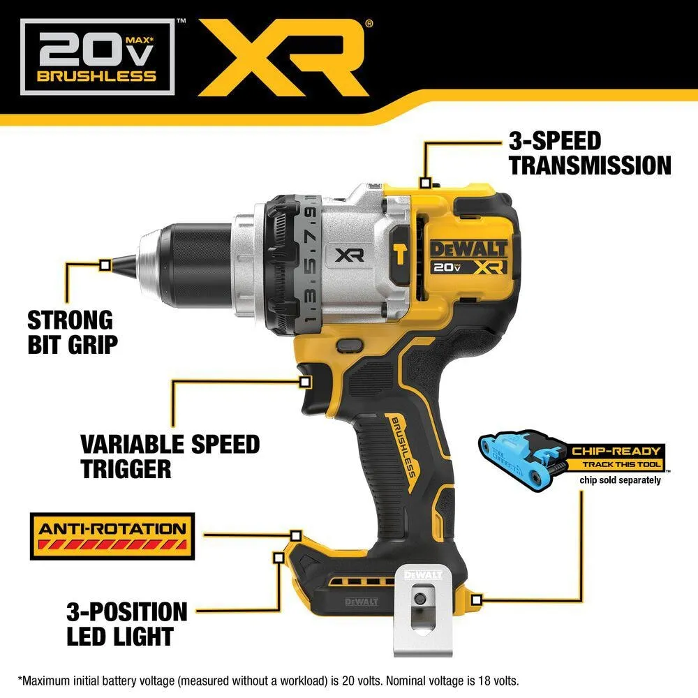 DEWALT 20V XR Lithium-Ion Cordless Hammer Drill Kit with 8.0 Ah Battery, Charger and Kit Bag, photo 3 of 15