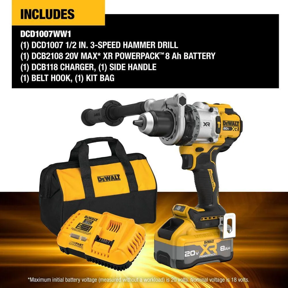 DEWALT 20V XR Lithium-Ion Cordless Hammer Drill Kit with 8.0 Ah Battery, Charger and Kit Bag, photo 4 of 15