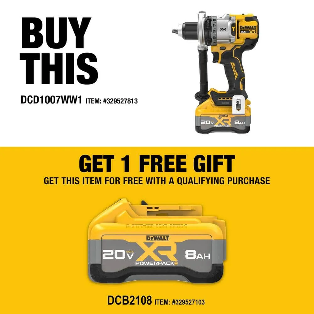DEWALT 20V XR Lithium-Ion Cordless Hammer Drill Kit with 8.0 Ah Battery, Charger and Kit Bag, photo 2 of 15