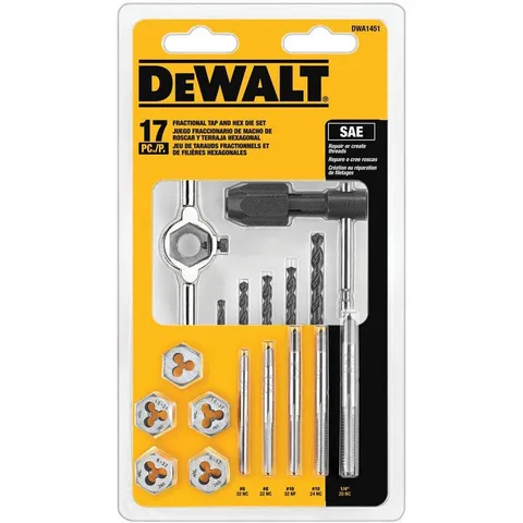 Fractional Tap and Die Set, 17-Piece (DWA1451)