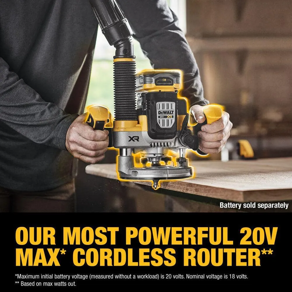 DEWALT 20-Volt MAX XR Lithium-Ion 2-1/4 Peak HP Brushless Cordless Plunge Router with 20-Volt MAX XR 8.0 Ah Battery Pack, photo 9 of 13