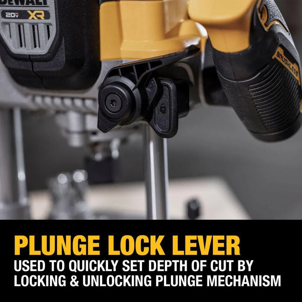 DEWALT 20-Volt MAX XR Lithium-Ion 2-1/4 Peak HP Brushless Cordless Plunge Router with 20-Volt MAX XR 8.0 Ah Battery Pack, photo 10 of 13