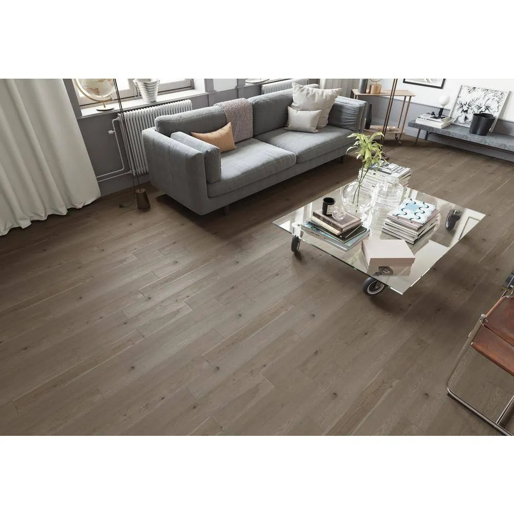 ACQUA FLOORS Dexter Oak 1/4 in. T x 5 in. W Click Lock Wire Brushed Engineered Hardwood Flooring (16.68 sq.ft./case), photo 5 of 7