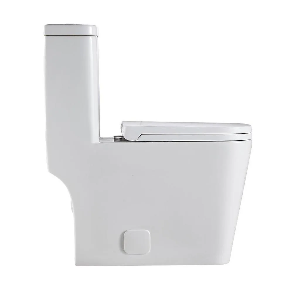 1-Piece 1.28 GPF Dual Flush Ceramic Square Elongated Toilet in White, Seat Included, photo 4 of 7