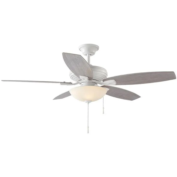 North Pond 52 in. LED Outdoor Matte White Ceiling Fan with Light, photo 4 of 11
