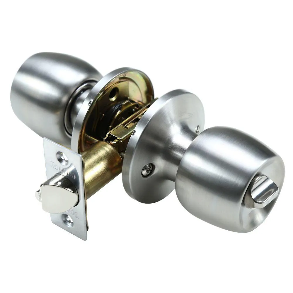 Malaga Keyed Entry Door Knob Lock Set in Satin Stainless Steel, photo 2 of 5