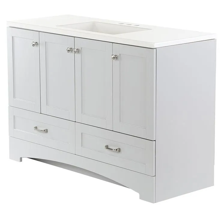 Lancaster 49 in. W x 19 in. D Bath Vanity in Pearl Gray with Cultured Marble Vanity Top in White with White Sink, photo 5 of 8