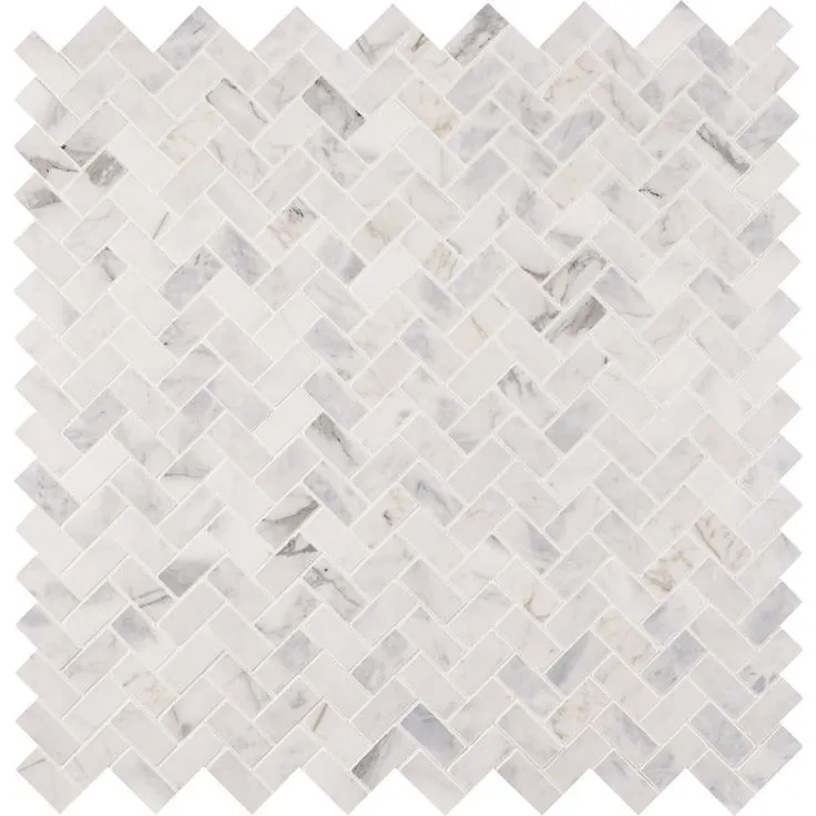 MSI Calacatta Cressa Herringbone 12 in. x 12 in. x 10 mm Honed Marble Mesh-Mounted Mosaic Tile (9.4 sq. ft. / case), photo 7 of 7
