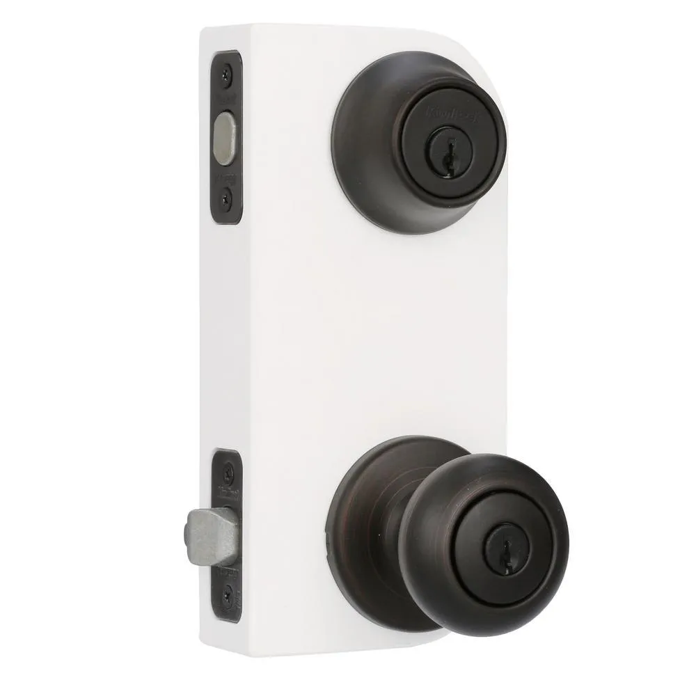 Kwikset Cove Venetian Bronze Exterior Entry Door Knob and Single Cylinder Deadbolt Combo Pack, photo 4 of 7