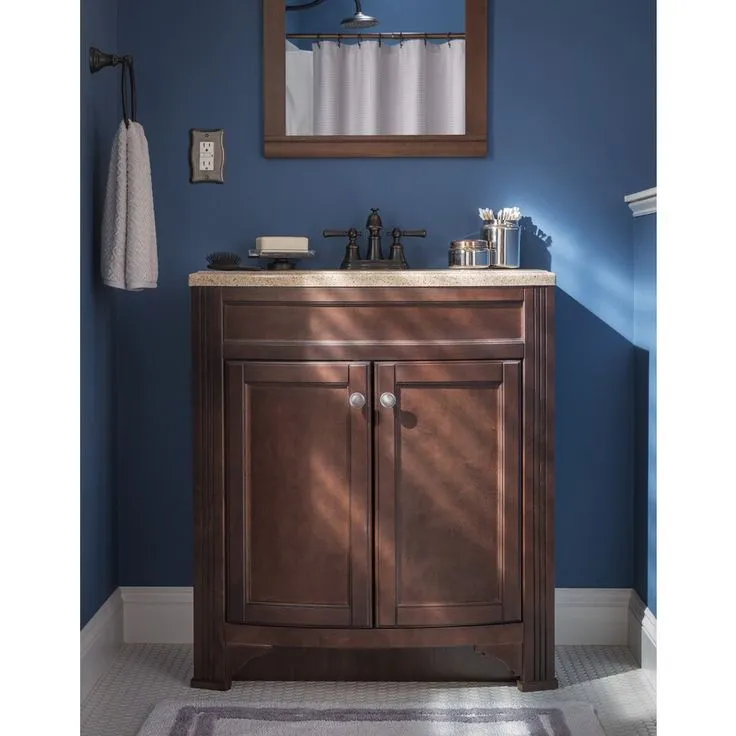 Style Selections Delyse 30-in Auburn Single Sink Bathroom Vanity with Cappuccino Solid Surface Top, photo 5 of 10