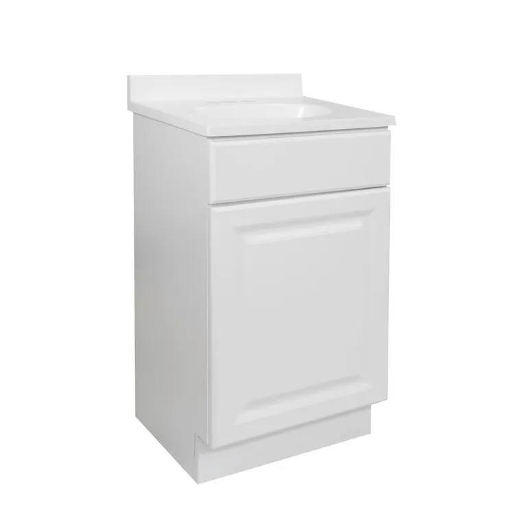 Wyndham RTA 18 in. x 16 in. x 33 in. 1-Door Bath Vanity in White w/ 4 in. Centerset Solid White CM Vanity Top w/ Basin, photo 3 of 9
