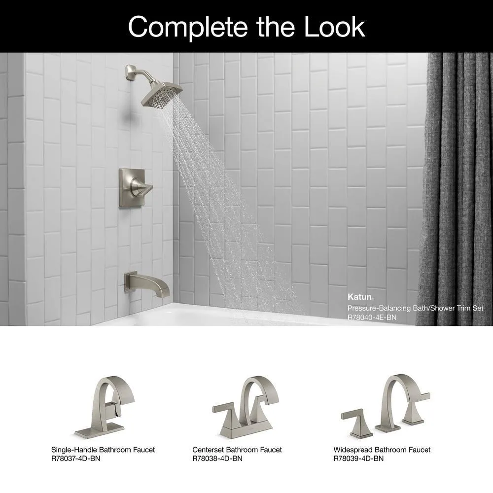 Katun 1-Handle 3-Spray Tub and Shower Faucet in Brushed Nickel (Valve Included), photo 3 of 8