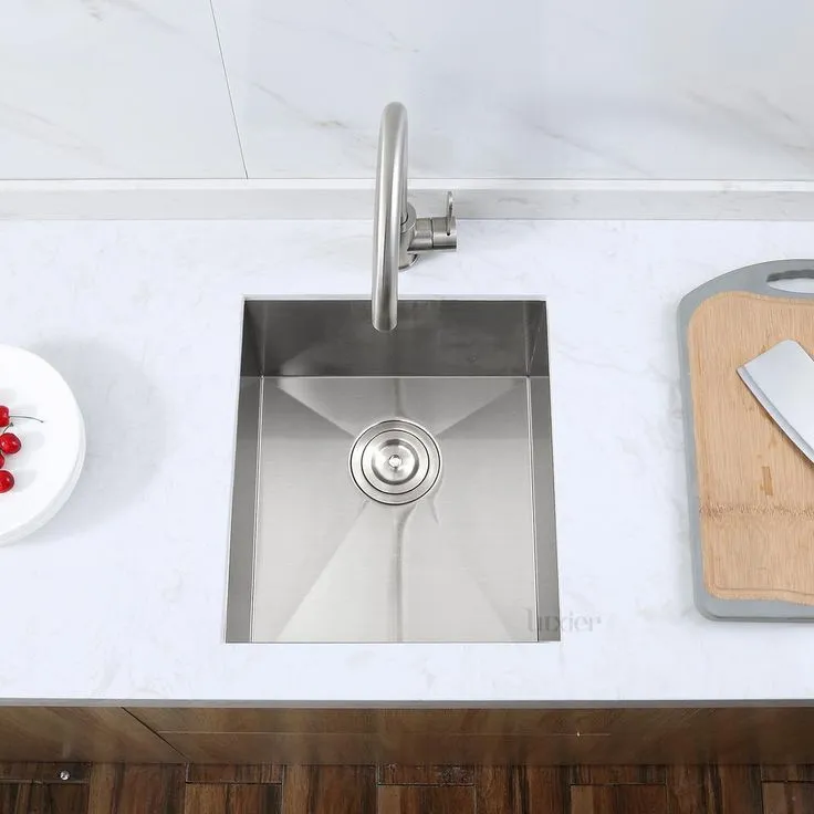 Handmade Undermount Stainless Steel 16 in. Single Bowl Bar Sink 18-Gauge, photo 3 of 7
