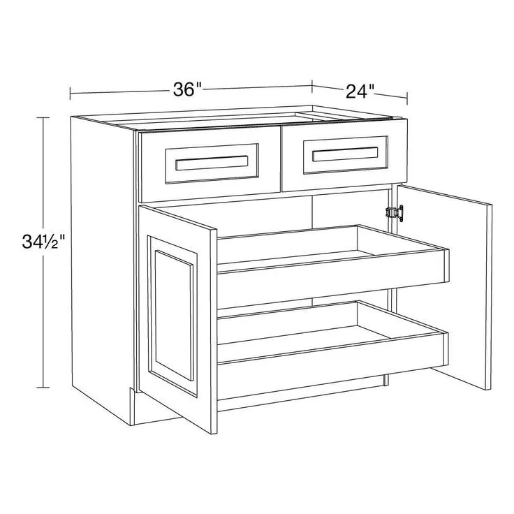 Home Decorators Collection Grayson 36 in. W x 24 in. D x 34.5 in. H Assembled Plywood Base Kitchen Cabinet in Mythic Blue with 2ROT Soft Close, photo 7 of 8