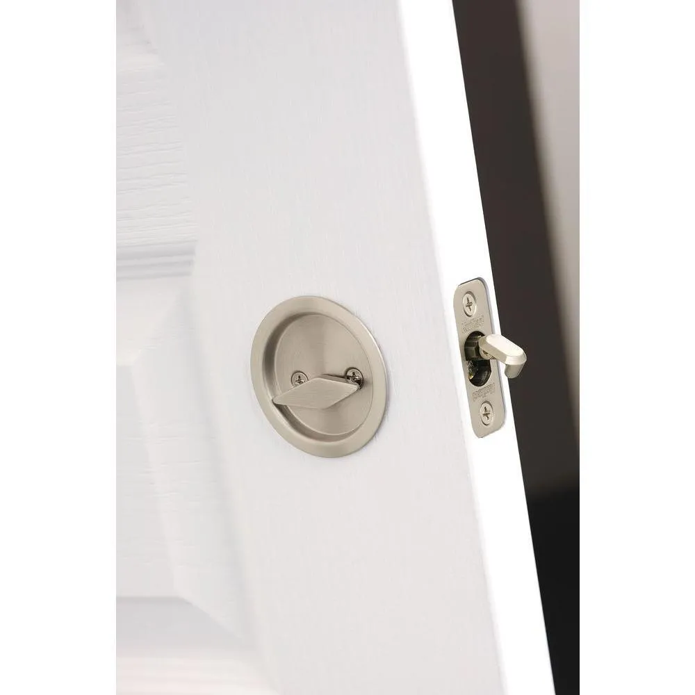 Kwikset Round Satin Nickel Bed/Bath Pocket Door Lock, photo 7 of 13