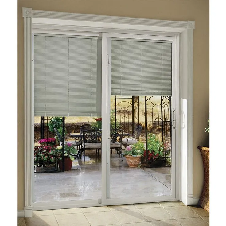 JELD-WEN 72-in x 80-in 4-9/16-in Low-e Insulating Blinds Between The Glass White Vinyl Sliding Left-Hand Sliding Double Patio Door, photo 4 of 8