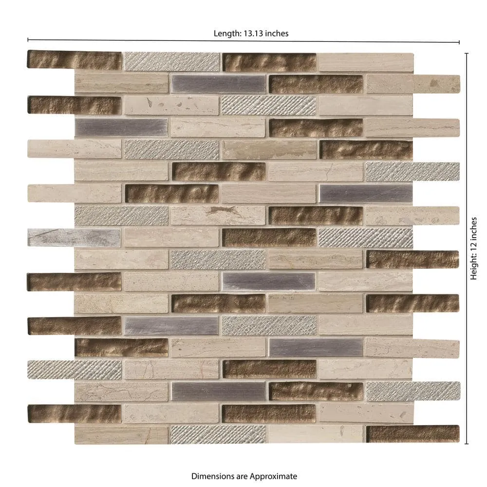 MSI Diamante 12 in. x 13.13 in. Glossy Glass; Stone Brick Look Wall Tile (9.8 sq. ft./Case), photo 3 of 10