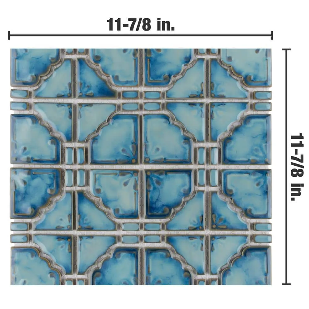 Merola Tile Moonbeam Diva Blue 12 in. x 12 in. Porcelain Mosaic Tile (9.79 sq. ft. / Case), photo 3 of 8