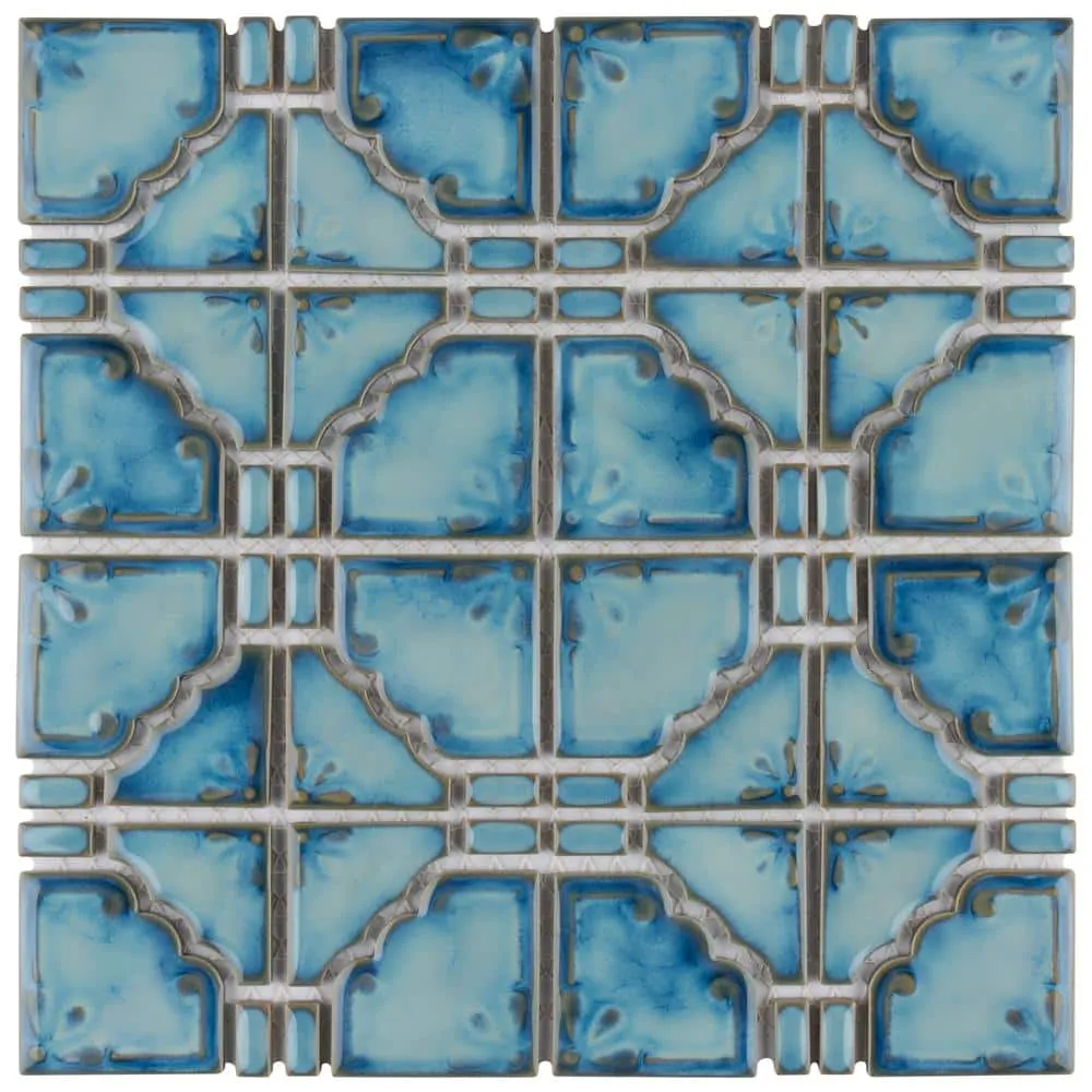 Merola Tile Moonbeam Diva Blue 12 in. x 12 in. Porcelain Mosaic Tile (9.79 sq. ft. / Case), photo 8 of 8
