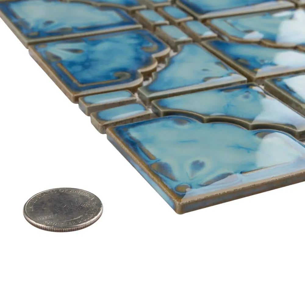 Merola Tile Moonbeam Diva Blue 12 in. x 12 in. Porcelain Mosaic Tile (9.79 sq. ft. / Case), photo 6 of 8