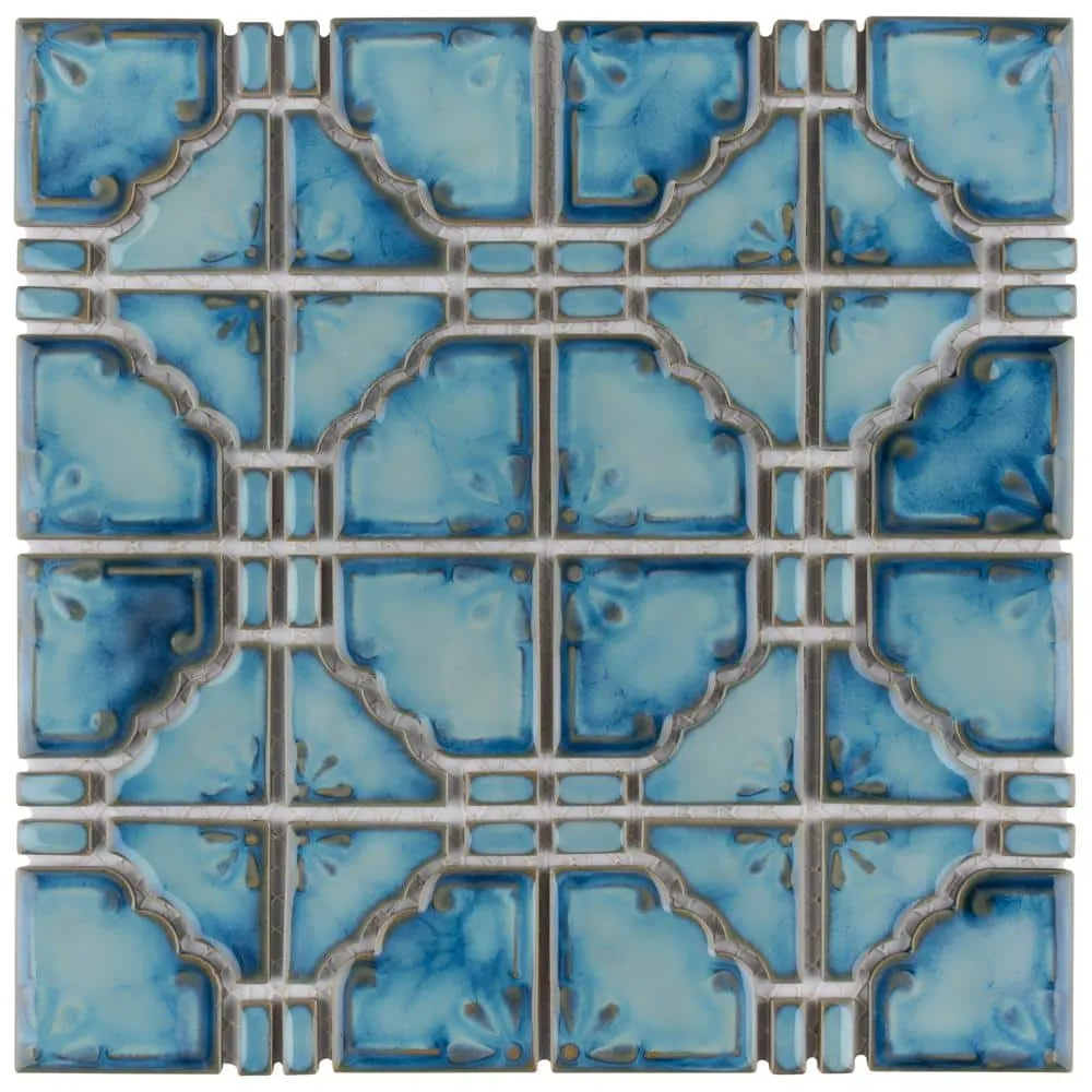 Merola Tile Moonbeam Diva Blue 12 in. x 12 in. Porcelain Mosaic Tile (9.79 sq. ft. / Case), photo 7 of 8