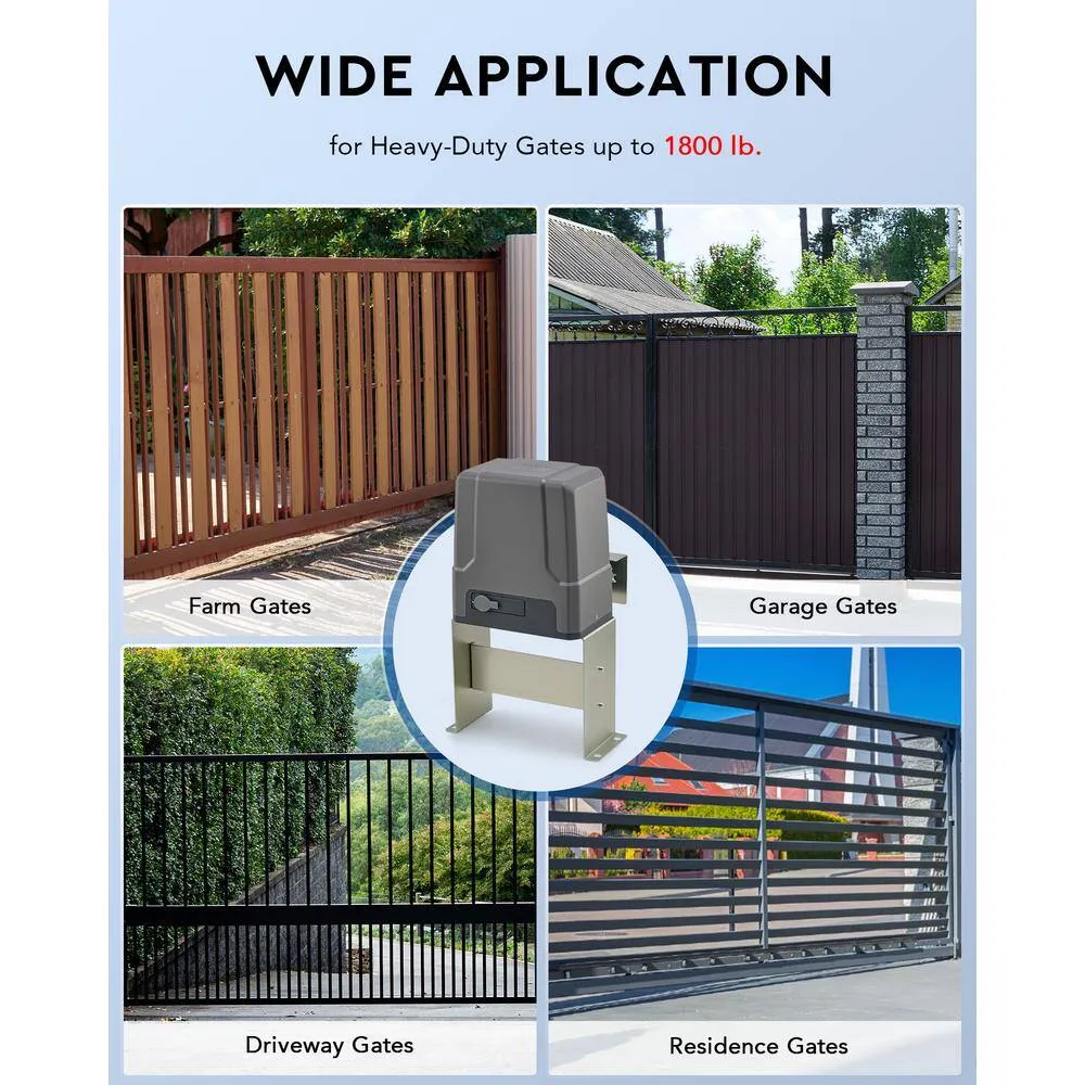 DOORADO 170W Automatic Sliding Gate Opener for 1800 lbs. 40 ft. Gates, 24V DC Motor IR Sensors Remotes, Solar Power Compatible, photo 8 of 8