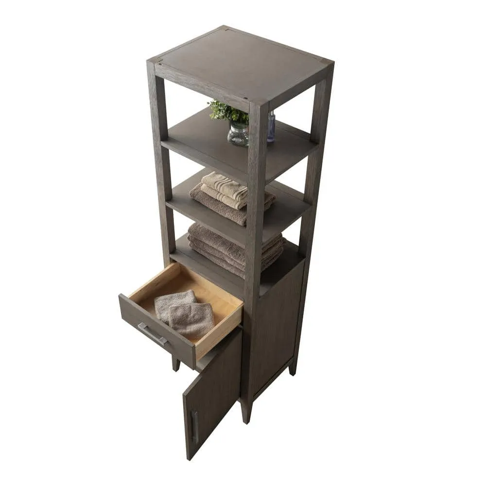 Vanity Art 21 in. W x 17 in. D x 72 in. H Brown MDF Floor Standing Linen Cabinet with Soft Close Door in Driftwood Gray/BN, photo 8 of 10