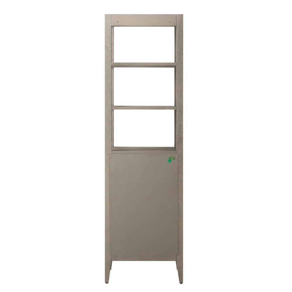 Vanity Art 21 in. W x 17 in. D x 72 in. H Brown MDF Floor Standing Linen Cabinet with Soft Close Door in Driftwood Gray/BN, photo 3 of 10