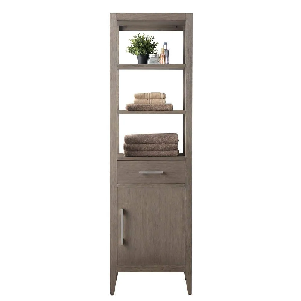 Vanity Art 21 in. W x 17 in. D x 72 in. H Brown MDF Floor Standing Linen Cabinet with Soft Close Door in Driftwood Gray/BN, photo 5 of 10