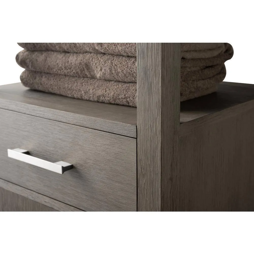 Vanity Art 21 in. W x 17 in. D x 72 in. H Brown MDF Floor Standing Linen Cabinet with Soft Close Door in Driftwood Gray/BN, photo 9 of 10