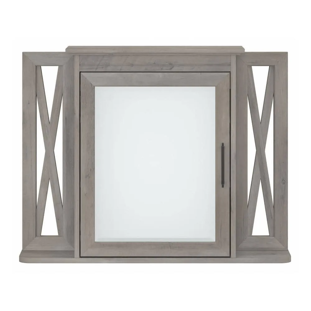 Bush Furniture Key West 31.89 in. W x 25 in. H Rectangular Particle Board Medicine Cabinet with Mirror in Driftwood Gray, photo 6 of 10