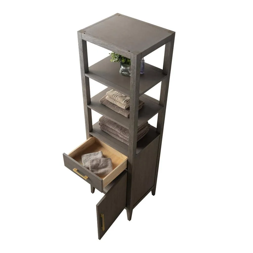 Vanity Art 21 in. W x 17 in. D x 72 in. H Brown MDF Floor Standing Linen Cabinet with Soft Close Door in Driftwood Gray/GB, photo 9 of 12