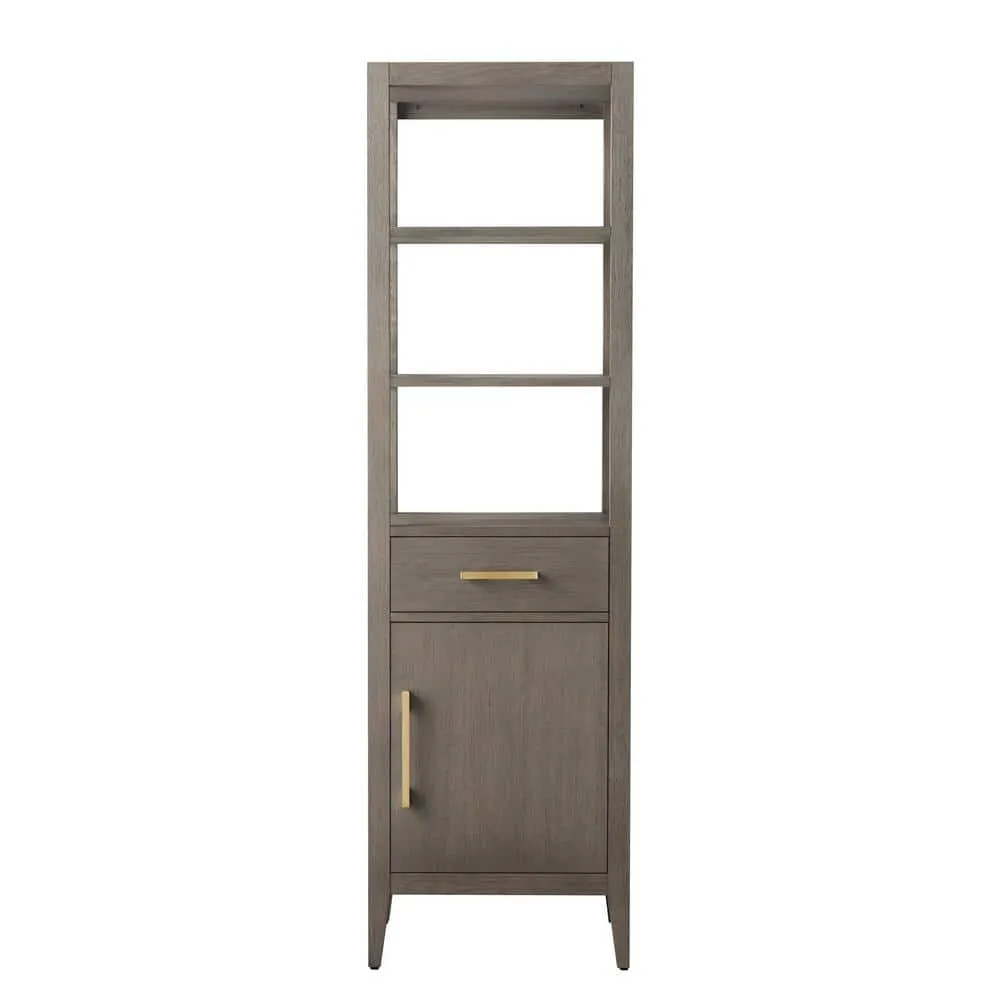 Vanity Art 21 in. W x 17 in. D x 72 in. H Brown MDF Floor Standing Linen Cabinet with Soft Close Door in Driftwood Gray/GB, photo 11 of 12