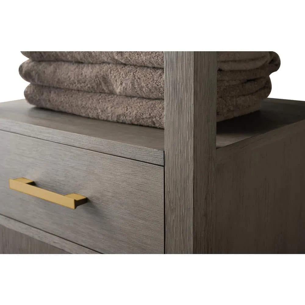 Vanity Art 21 in. W x 17 in. D x 72 in. H Brown MDF Floor Standing Linen Cabinet with Soft Close Door in Driftwood Gray/GB, photo 10 of 12