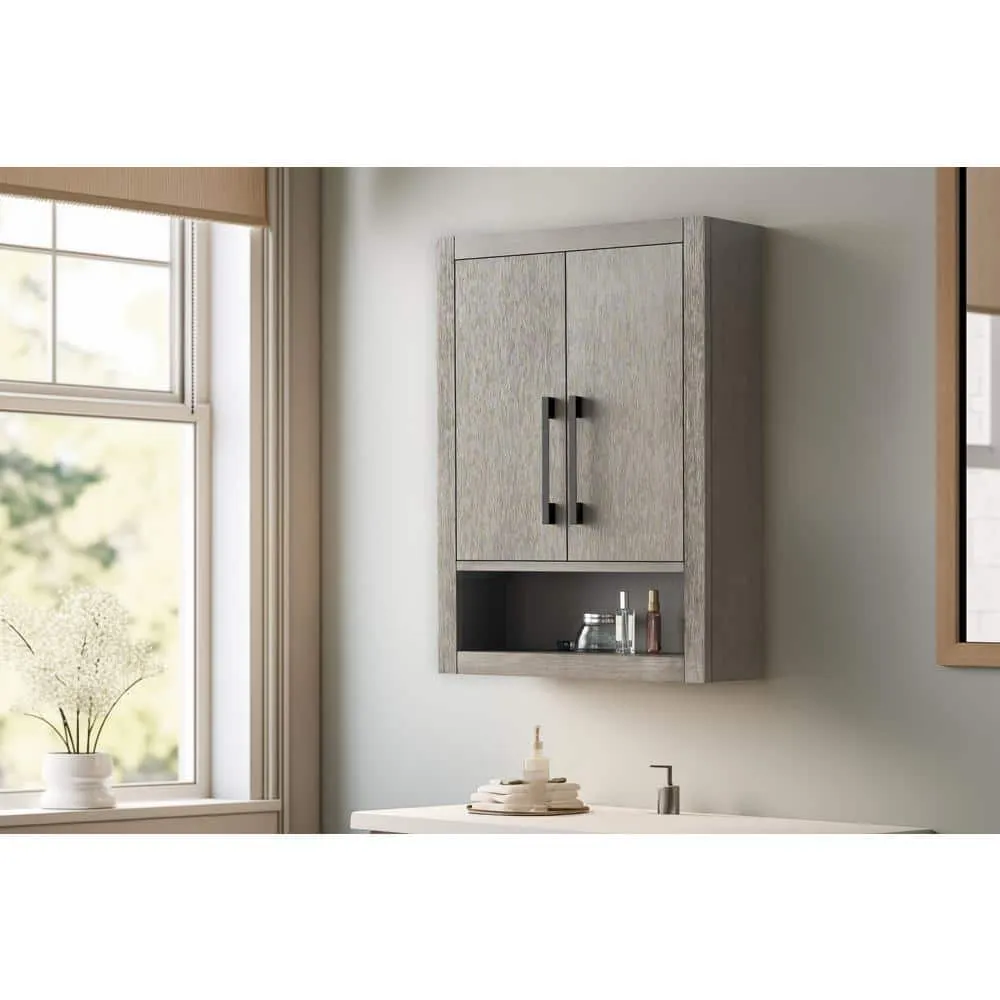 Vanity Art 24 in. W x 8 in. D x 33 in. H Bathroom Storage Wall Cabinet in Driftwood Gray/MB, photo 8 of 8