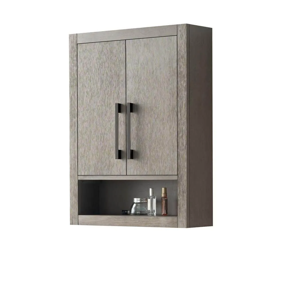 Vanity Art 24 in. W x 8 in. D x 33 in. H Bathroom Storage Wall Cabinet in Driftwood Gray/MB, photo 5 of 8