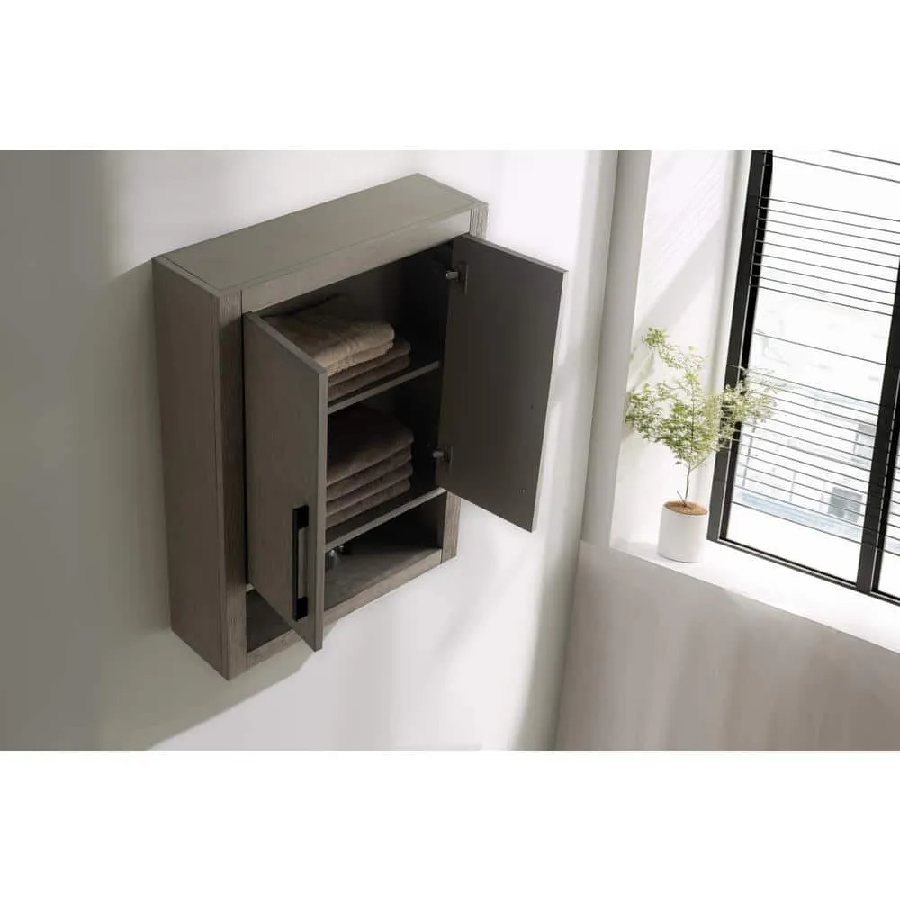 Vanity Art 24 in. W x 8 in. D x 33 in. H Bathroom Storage Wall Cabinet in Driftwood Gray/MB, photo 3 of 8