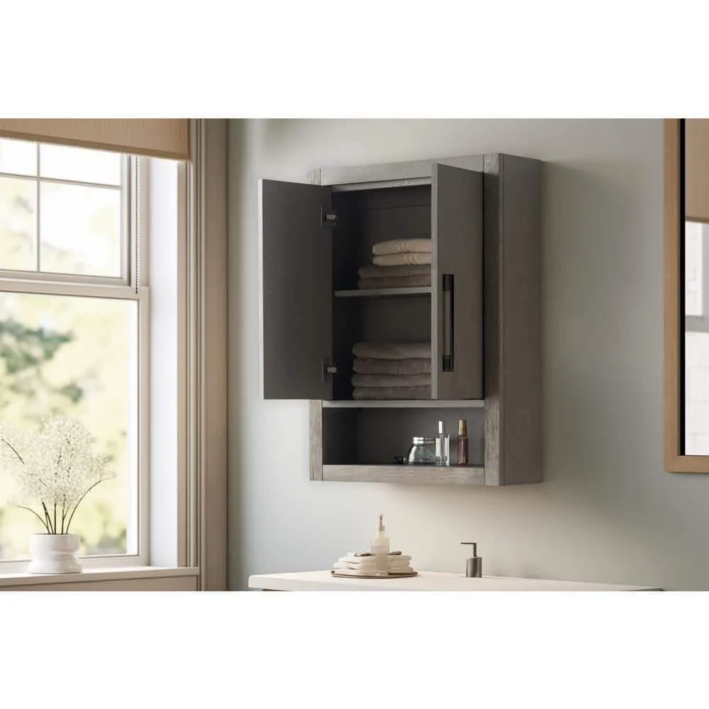 Vanity Art 24 in. W x 8 in. D x 33 in. H Bathroom Storage Wall Cabinet in Driftwood Gray/MB, photo 2 of 8