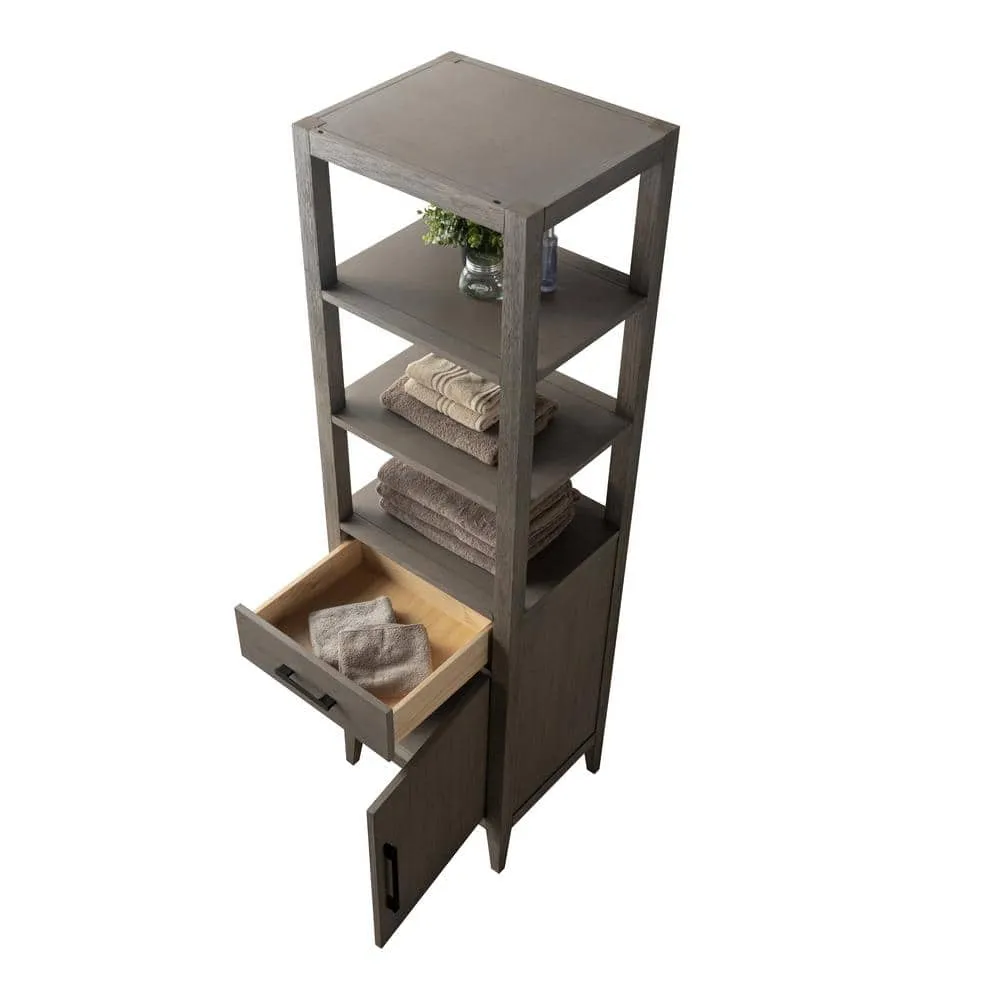 Vanity Art 21 in. W x 17 in. D x 72 in. H Brown MDF Floor Standing Linen Cabinet with Soft Close Door in Driftwood Gray/MB, photo 5 of 9
