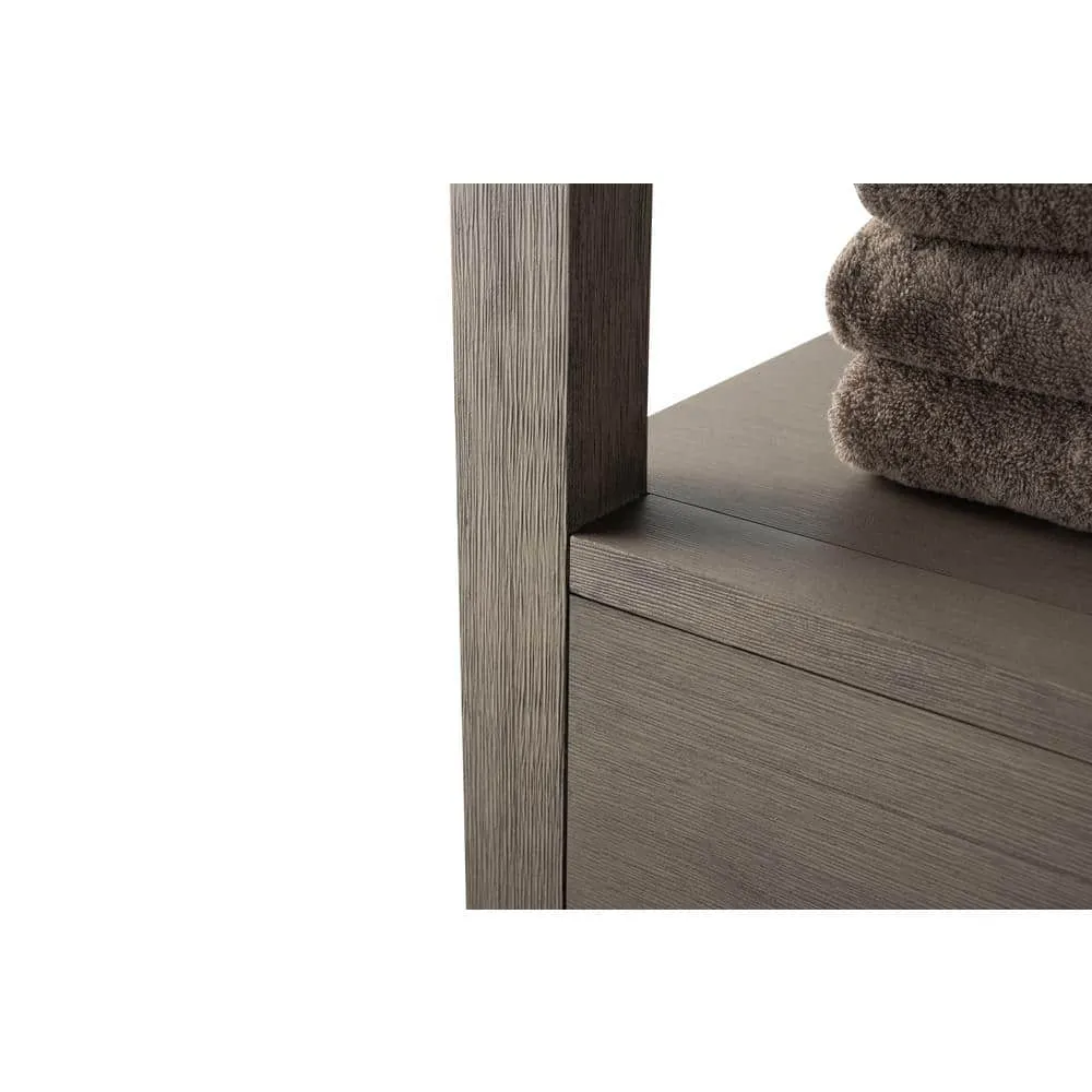Vanity Art 21 in. W x 17 in. D x 72 in. H Brown MDF Floor Standing Linen Cabinet with Soft Close Door in Driftwood Gray/MB, photo 8 of 9