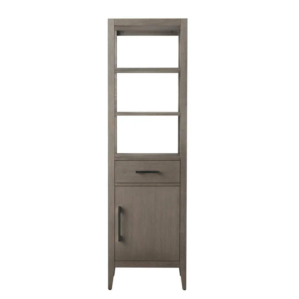 Vanity Art 21 in. W x 17 in. D x 72 in. H Brown MDF Floor Standing Linen Cabinet with Soft Close Door in Driftwood Gray/MB, photo 7 of 9