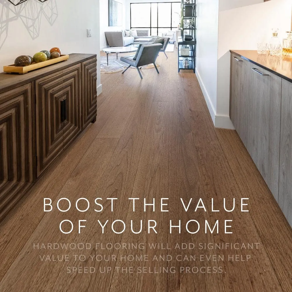 ASPEN FLOORING Durango Hickory 9/16 in T x 8.66 in. W Tongue and Groove Wire Brushed Engineered Hardwood Flooring (31.25 sqft/case), photo 6 of 14