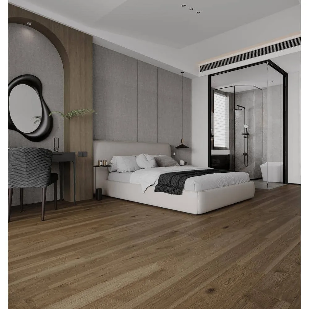 ASPEN FLOORING Durango Hickory 9/16 in T x 8.66 in. W Tongue and Groove Wire Brushed Engineered Hardwood Flooring (31.25 sqft/case), photo 2 of 14