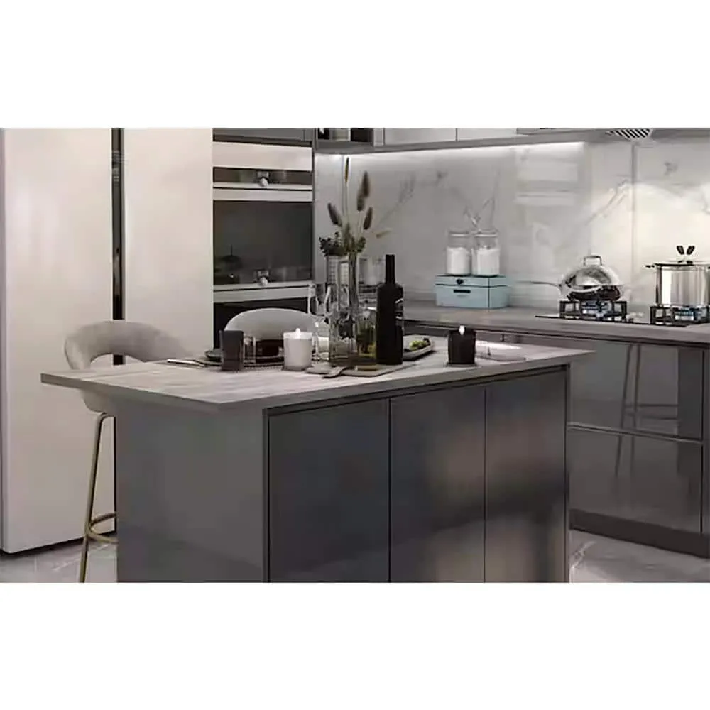 Interbuild 6.2 ft. L x 36 in. D, Acacia Butcher Block Island Countertop, Finished in Dusk Grey with Square Edge, photo 2 of 5