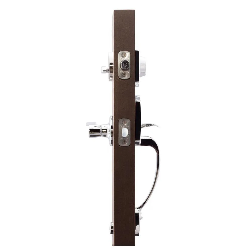 Soft Contemporary Polished Stainless Door Handleset with Right Hand Scandinavian Lever Trim, photo 3 of 5