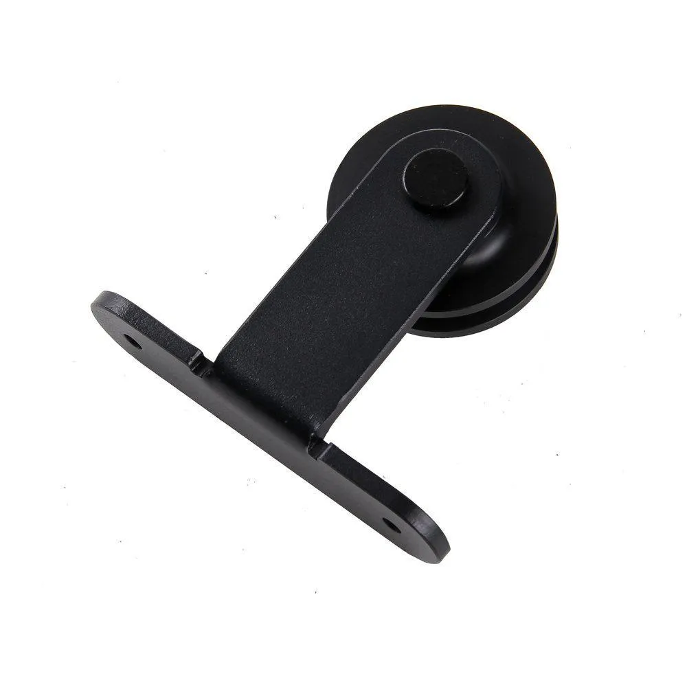 WINSOON 9 ft. /108 in. Top Mount Sliding Barn Door Hardware Track Kit for Single Door with Non-Routed Floor Guide Frosted Black, photo 3 of 7