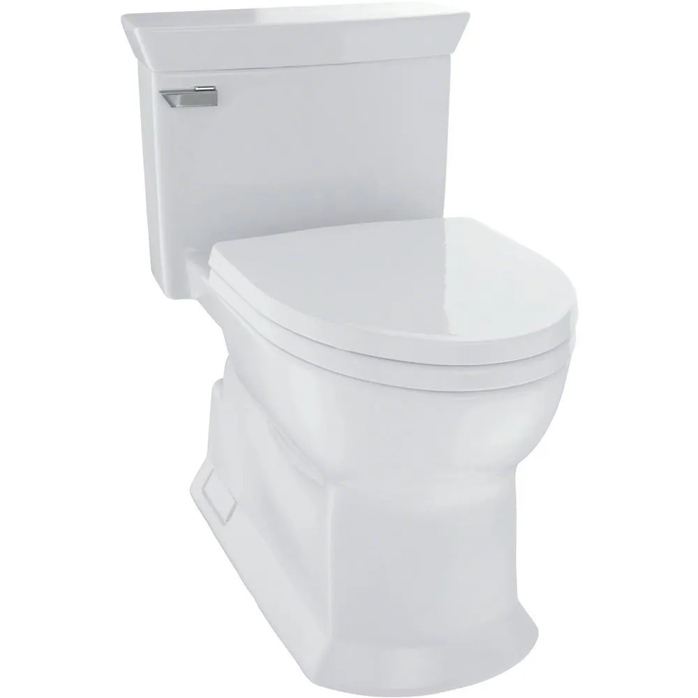 Eco Soiree 1-Piece 1.28 GPF Single Flush Elongated Skirted Toilet with CeFiONtect in Cotton White, photo 11 of 12