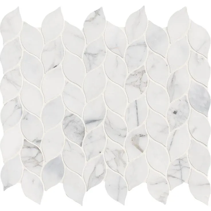 MSI Calacatta Blanco 12 in. x 13 in. x 10mm Polished Marble Mesh-Mounted Mosaic Tile (10.80 sq. ft./case), photo 9 of 10